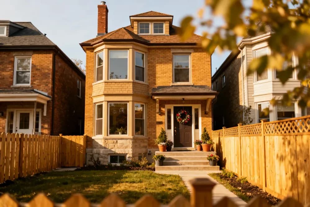 Older brick semi-detached house being sold as-is in the York district of Toronto, Ontario
